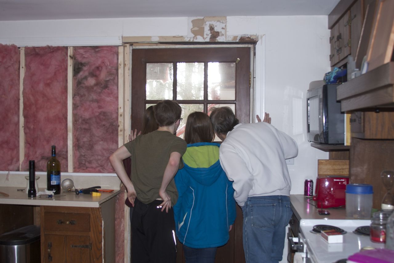 watching from the other side of the door, risky