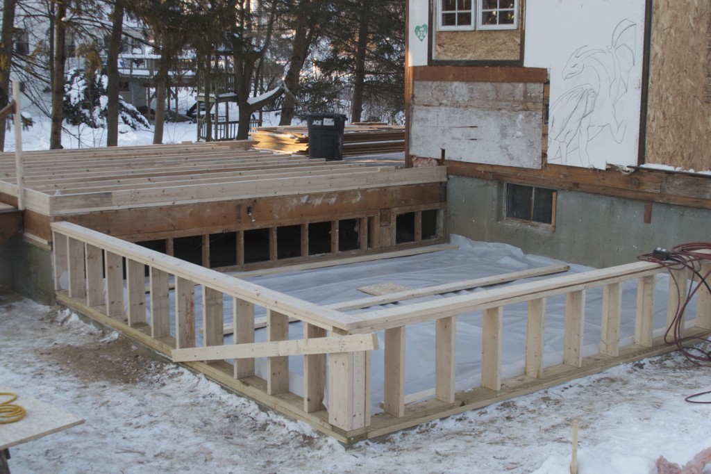 The diner room is being raised a couple of feet. The family room, about 8 inches.